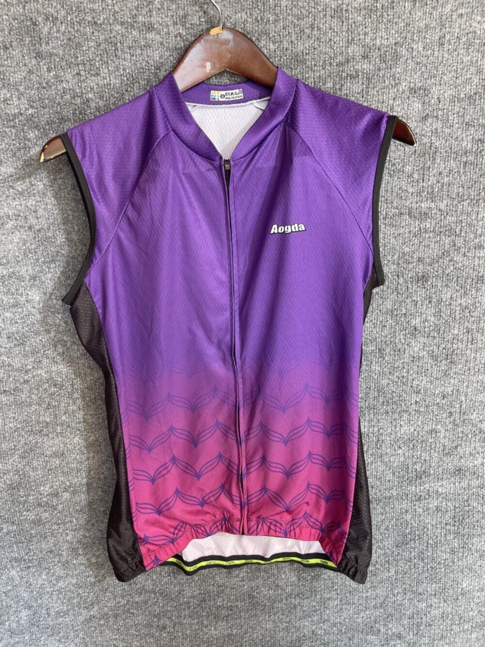Aogda Cycling Jersey Womens Large Purple Pink Team Colleen Full Zip Tank Bike
